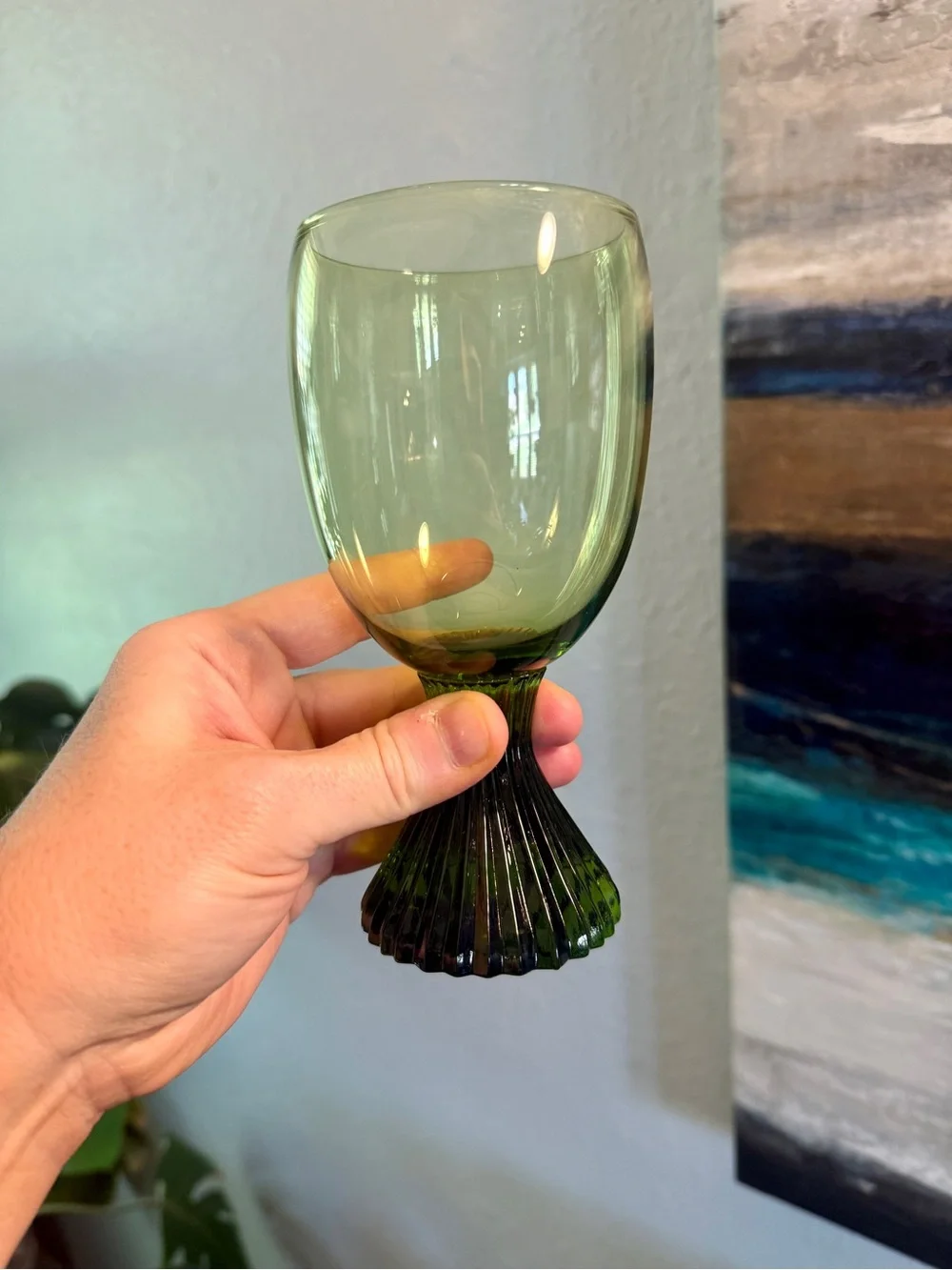 MCM Vintage Lenox Tempo Emerald Green Handblown Crystal Glasses - Set of 12